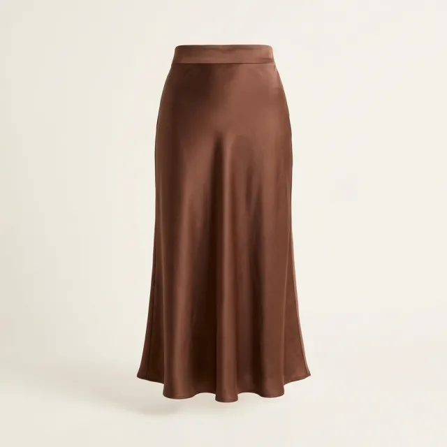 Cocoa satin midi skirt